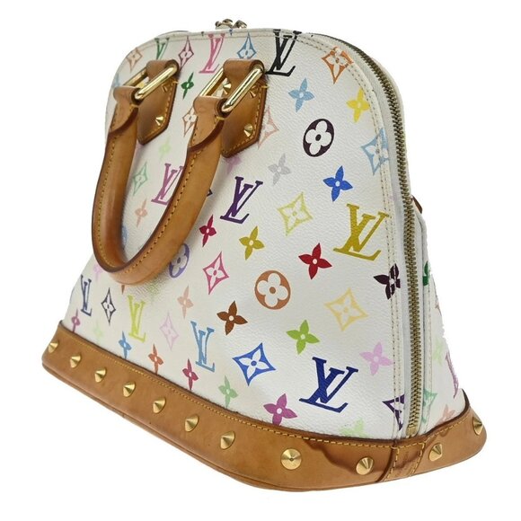 LOUIS VUITTON LV Logo Alma Hand Bag Monogram Multi Color White M92647 55EF967 - Picture 4 of 15